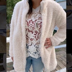 Banana Republic Fuzzy Bear Long Coat / Medium